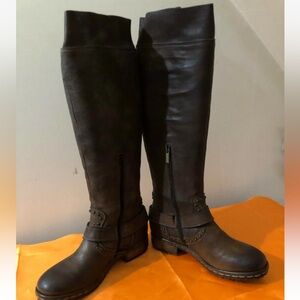 Area Forte 5266 knee-high boots featuring distressed brown leather 7.5/38